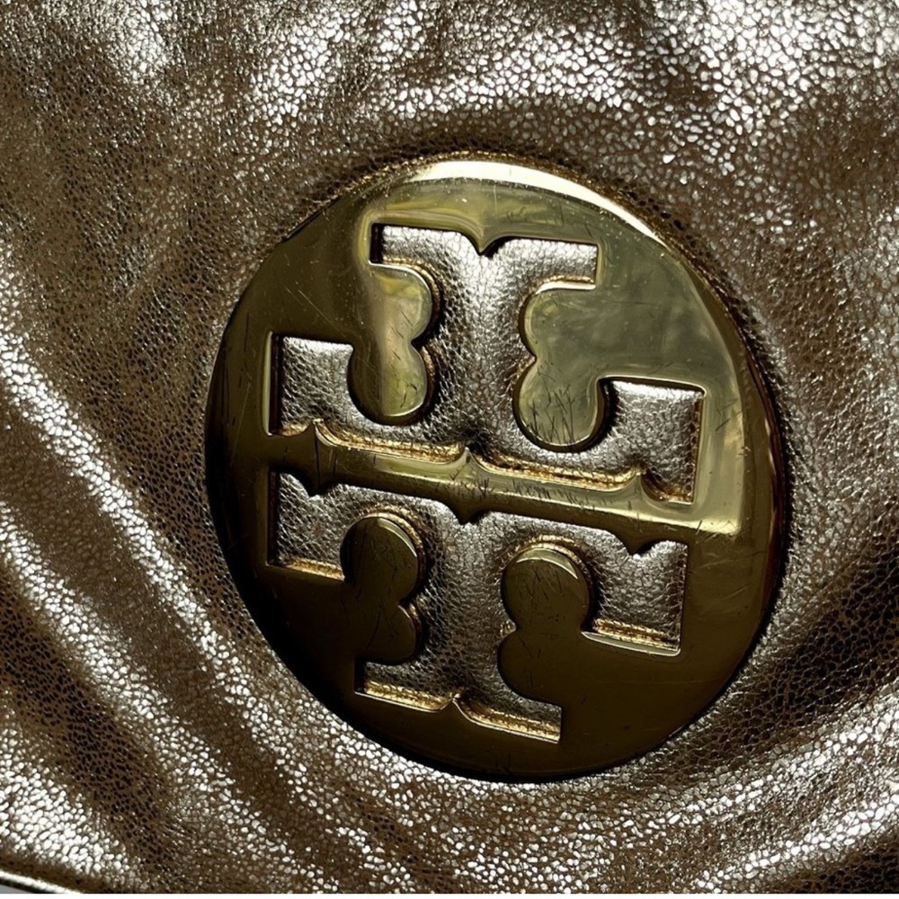 SOLD!!Tory Burch Metallic Gold Leather Reva Chain Shoulder Bag / Clutch w/ COA - Picture 14 of 16